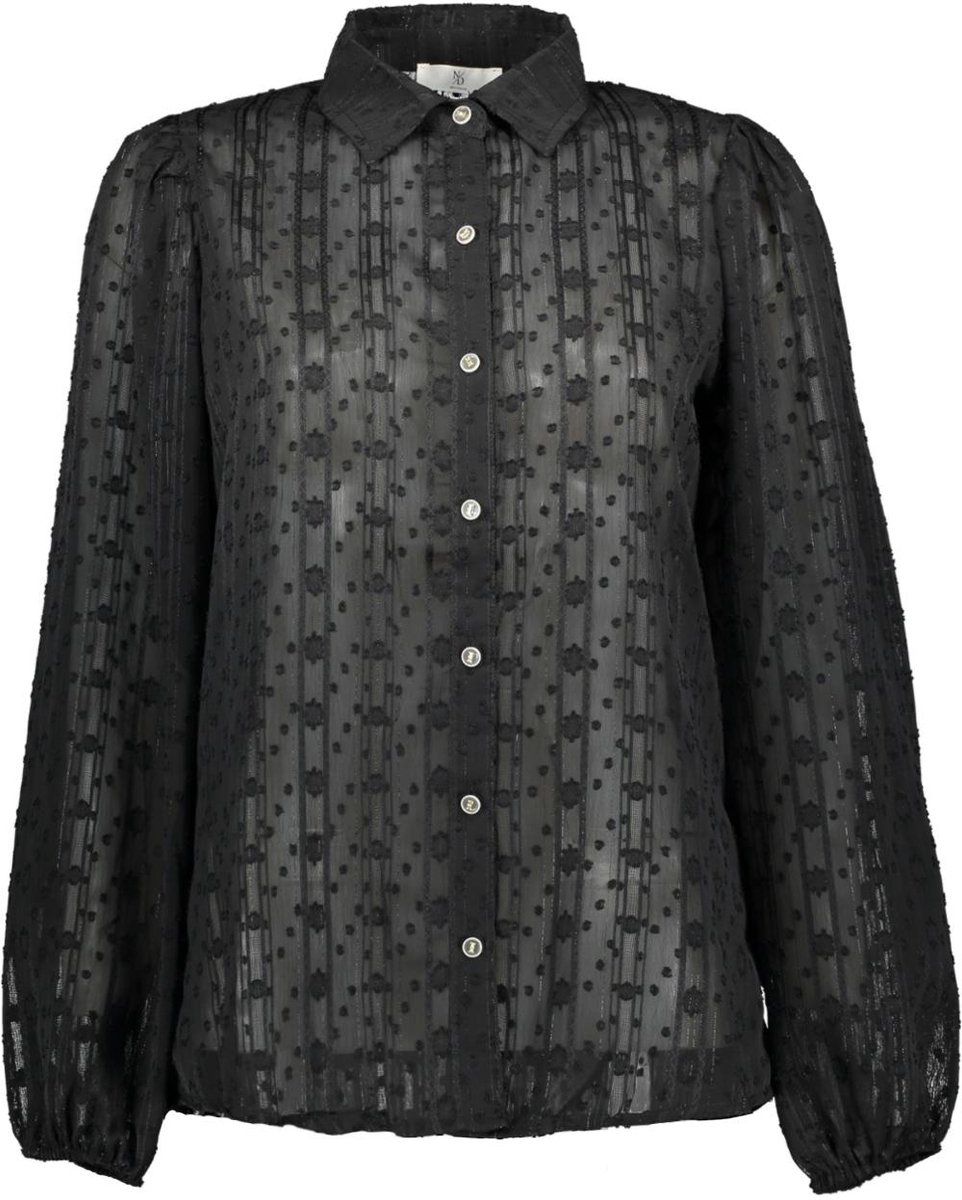 NED Blouse Mayliera Ls Rmj Stripe Dot Lurex 26w U418 02 900 Black Dames Maat - S