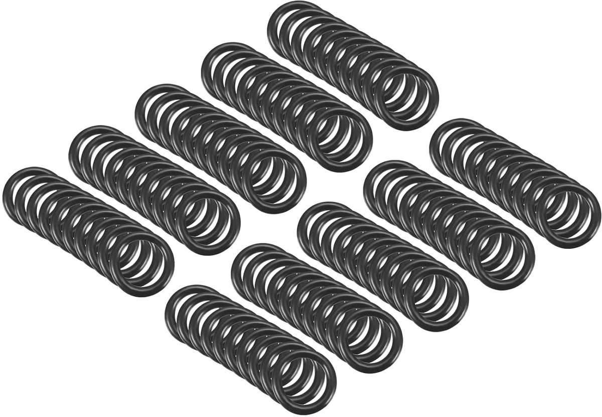 9mm x 6mm x 0.3cm Nitrile Rubber Ronde Seals voor Waterkranen, Loodgieterswerk en Reparaties - 100 Stuks Zwart
