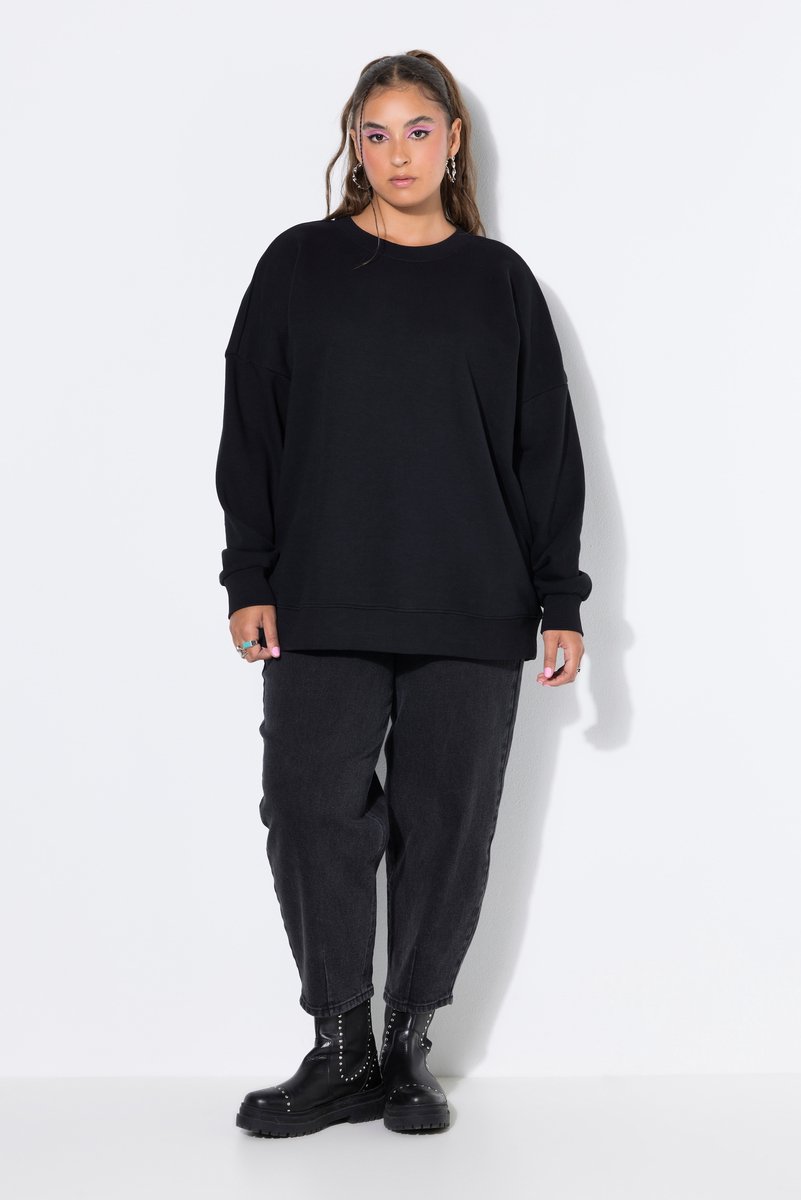 Studio Untold - Dames - Sweatshirt oversized model extra lang OEKO-TEX - Zwart - Maat 54+