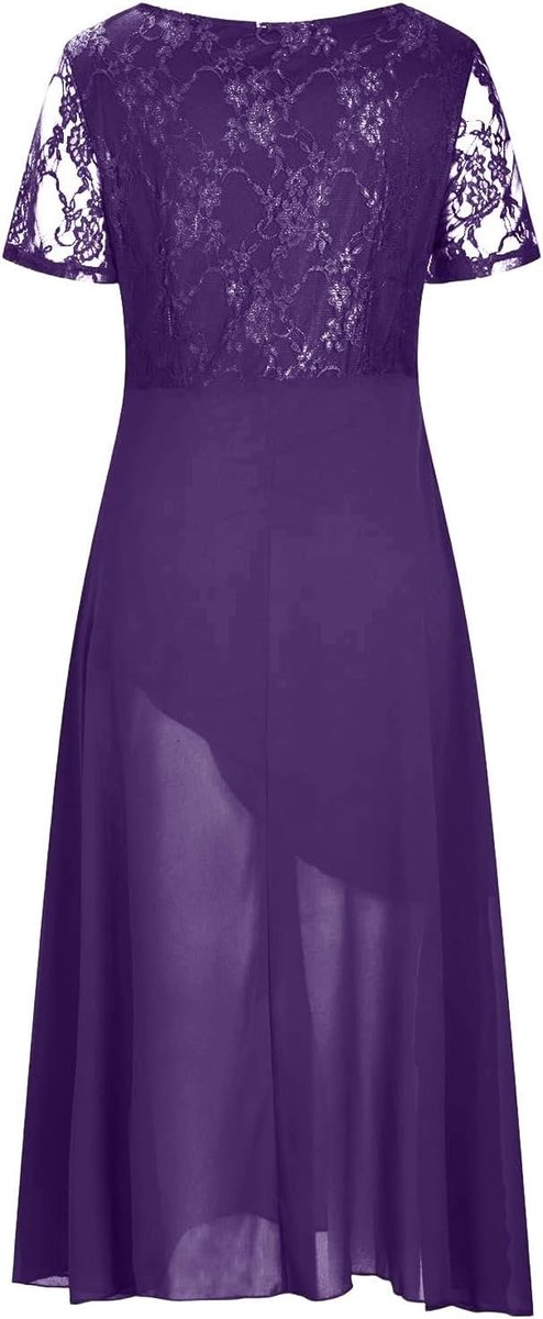 Avondjurk voor dames, lang, elegant, chiffon, kant, swing, zomerjurk, casual, feestelijke cocktailjurk, partyjurk voor vrouwen, als bruiloftsgastjurk en bruidsmeisjesjurk — afbeelding 4