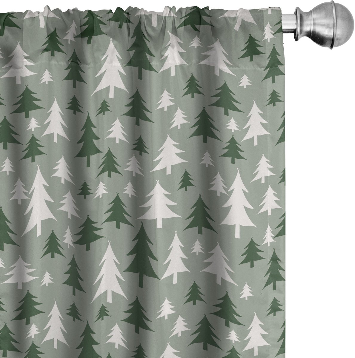 ABAKUHAUS Kerstmis Raamgordijnen, Herhalend Kiefer, Lichtgewicht decoratieve 2-delige set met roedezak, 2 stuks 75 cm B x 225 cm L, Resedagroen Groen Groen