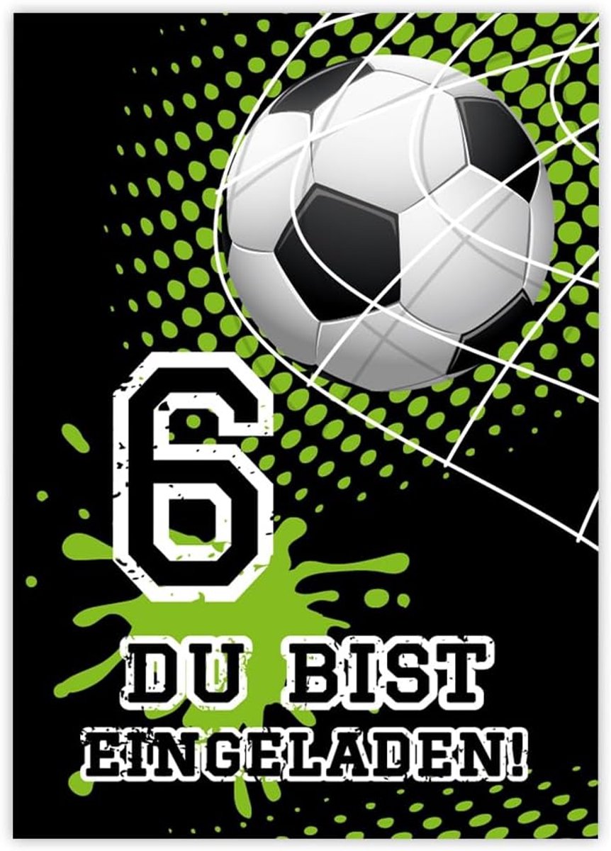 12 uitnodigingskaarten voor de 6e kinderverjaardag jongen voetbal uitnodigingen voor de zesde verjaardag kinderen kleurrijke verjaardagsuitnodigingen
