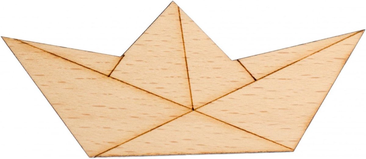 Papieren schip broche pin zee boot abstract origami hout - handgemaakt modesieraad I reversspeld button pinnen