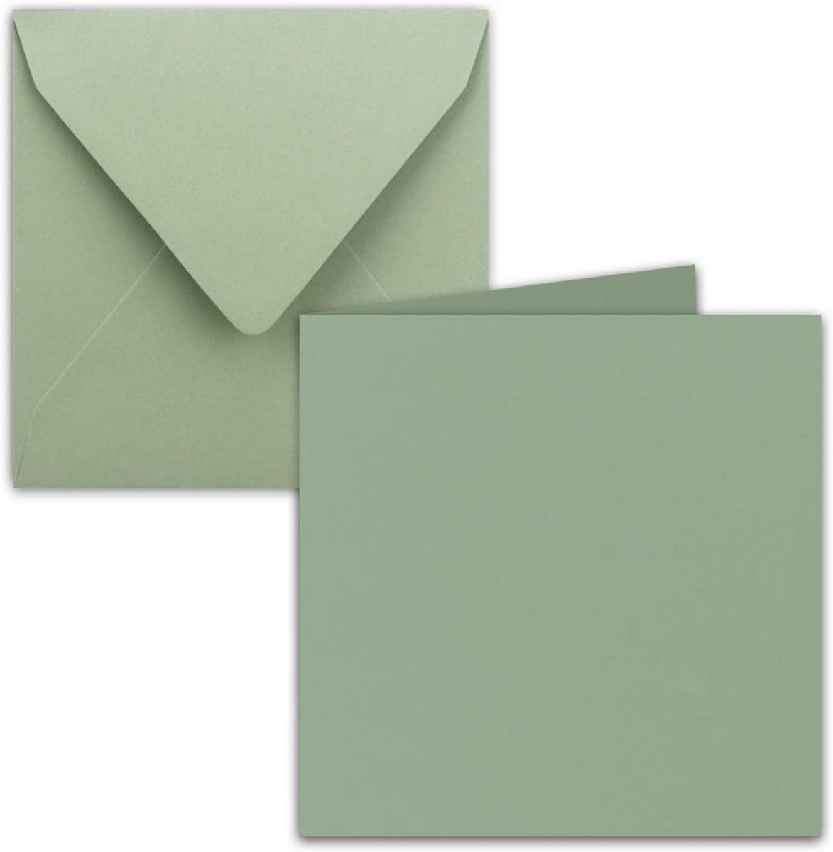 10x Vierkantvouw-kaartenset - 15 x 15 cm - met brief-enveloppen - Eucalyptus (Groen) - nat lijmen - voor wenskaarten, uitnodigingen & meer