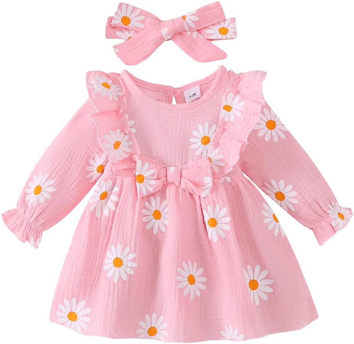 Jurken voor pasgeborenen, casual jurken met madeliefjes, geschenken, babykleding voor meisjes, met hoofdband