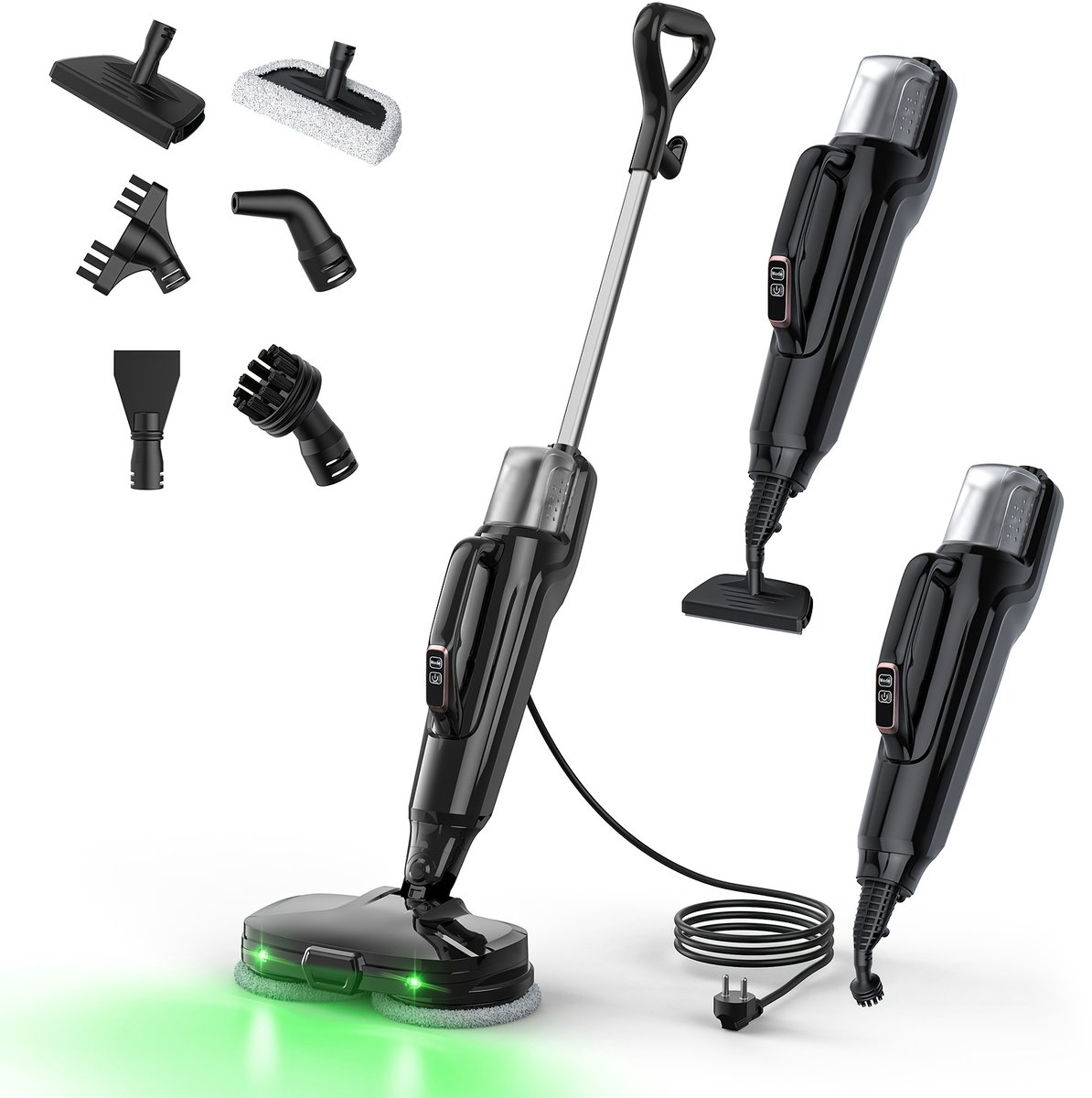 Stoommop 6-in-1 – 1380W Stoomreiniger – 500 ml Watertank – Met LED Verlichting – Voor Vloeren en Tegels