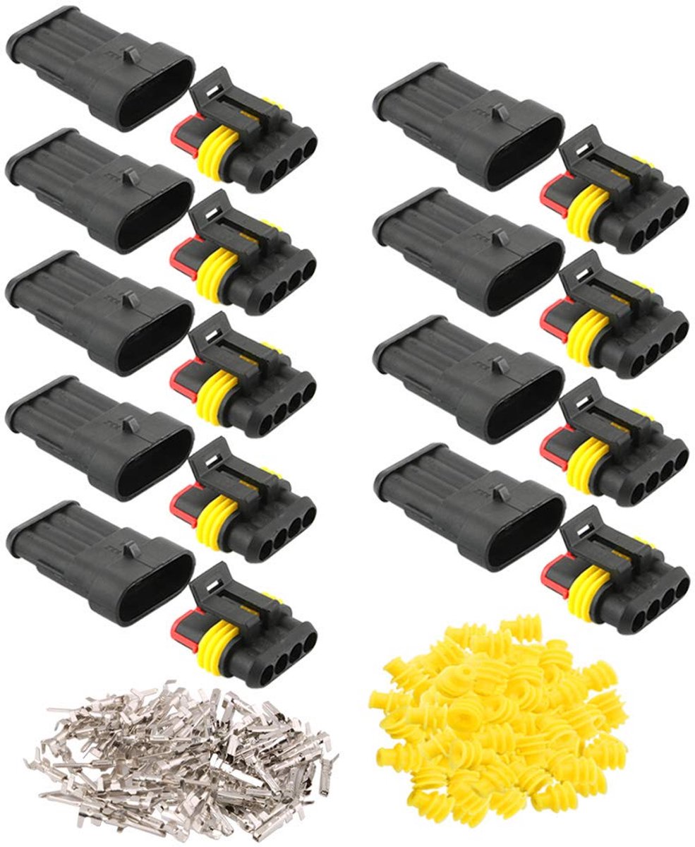 9 Set 4 Pin Waterdichte Auto Elektrische Connectoren, Verzegelde Waterdichte Elektrische Connector Stekke Socket Kit, voor Auto Vrachtwagen Boot