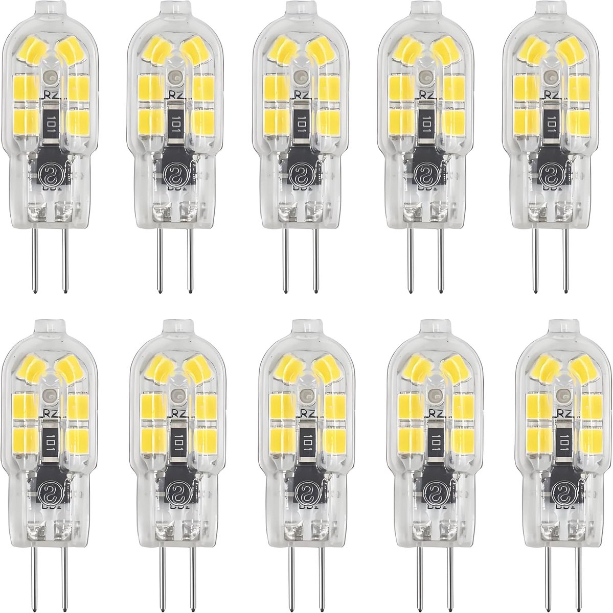LED-lampen 2W,20 Watt halogeenlampen equivalent, AC 220-240V, koel wit 6000K, 360° stralingshoek, 200 lm, niet dimbaar, 10 stuks