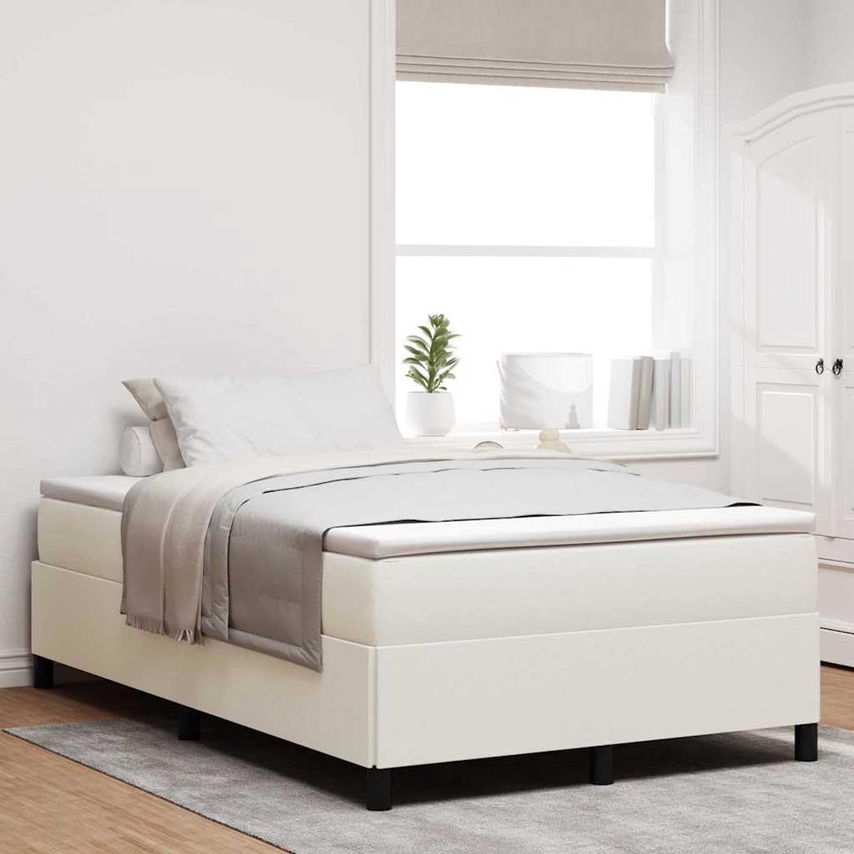 Grenenhout Modern Minimalistisch Boxspring 120x200 cm Crèmekleurig