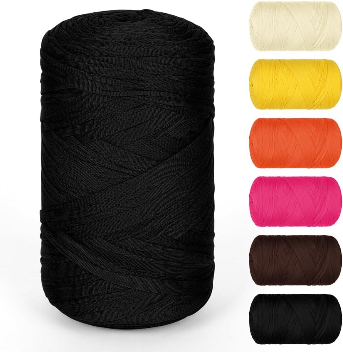400g T-Shirtgaren, T-Shirt Yarn om te Haken, Grof, Zwart