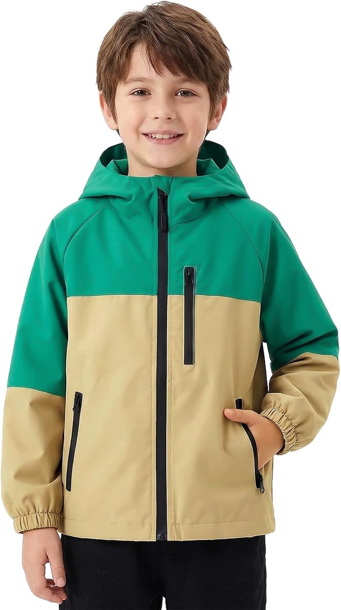 Kinderjas waterdichte jas met capuchon Lichtgewicht regenjas Winddichte bovenkleding Regenjassen voor jongens en meisjes van 5-13 jaar