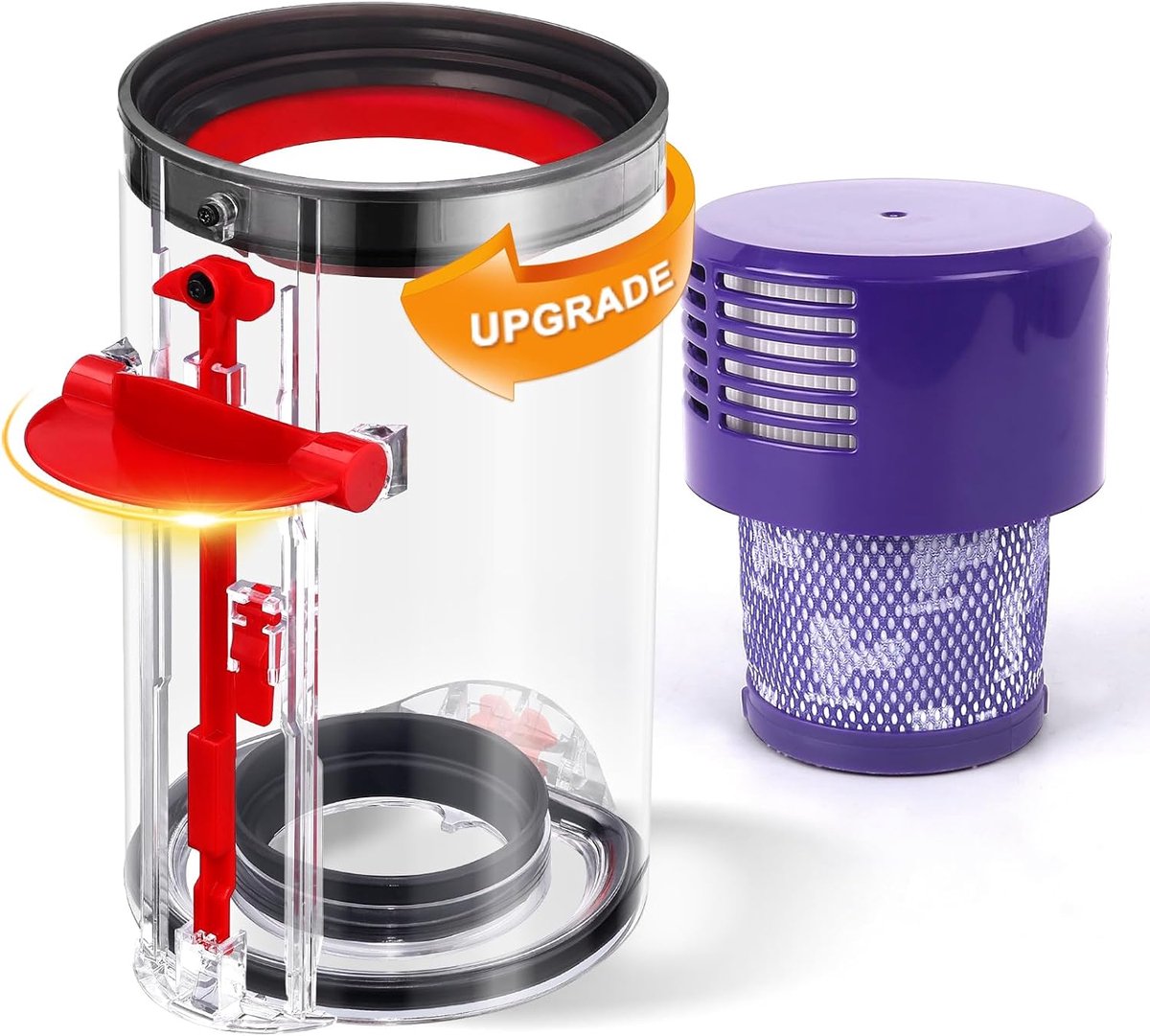 Compatibel met Dyson stofzuiger V10 SV12, groot vervangend stofreservoir voor onderdeel nr. 969509-01 met HEPA-filter