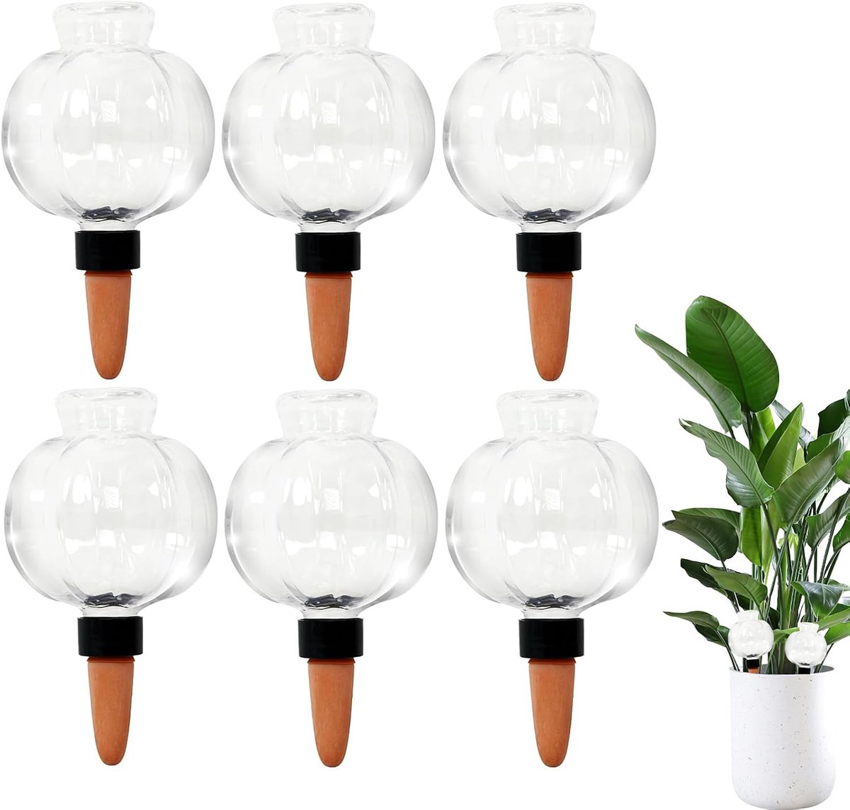 6 stuks bewateringsballen, plantenirrigatie, 500 ml, zelfbewaterende bewateringsbol, automatische transparante plantenirrigatie van kamer, tuinplanten en balkonaansluiting