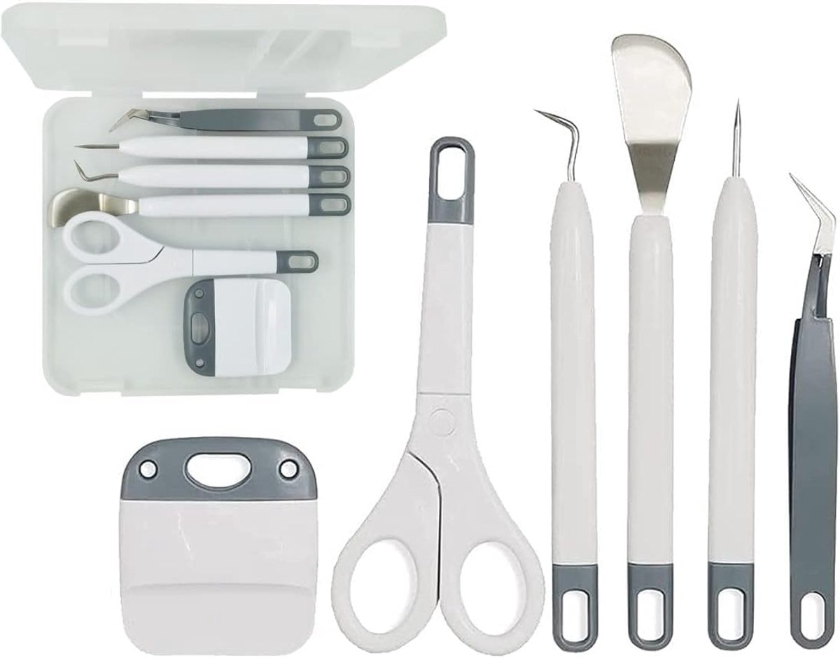 Vinyl Wieden Gereedschap Set Basic Gereedschap Kit Vinyl Schraper Schaar Weeder Spatel Pincet en De Gele Box, Crafting Tools Kit voor Cricut Wieden Silhouet, Siser, Oracal, Naaien, 7 stuks Gary