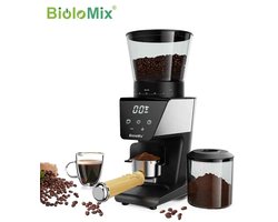 ByRoos Keukenapparatuur - Koffiemachine - Koffiemolen - Elektrische Koffiemolen - Met Bonenopslag - 220V - Displayscherm - Instelbare Maalgraad - Zwart