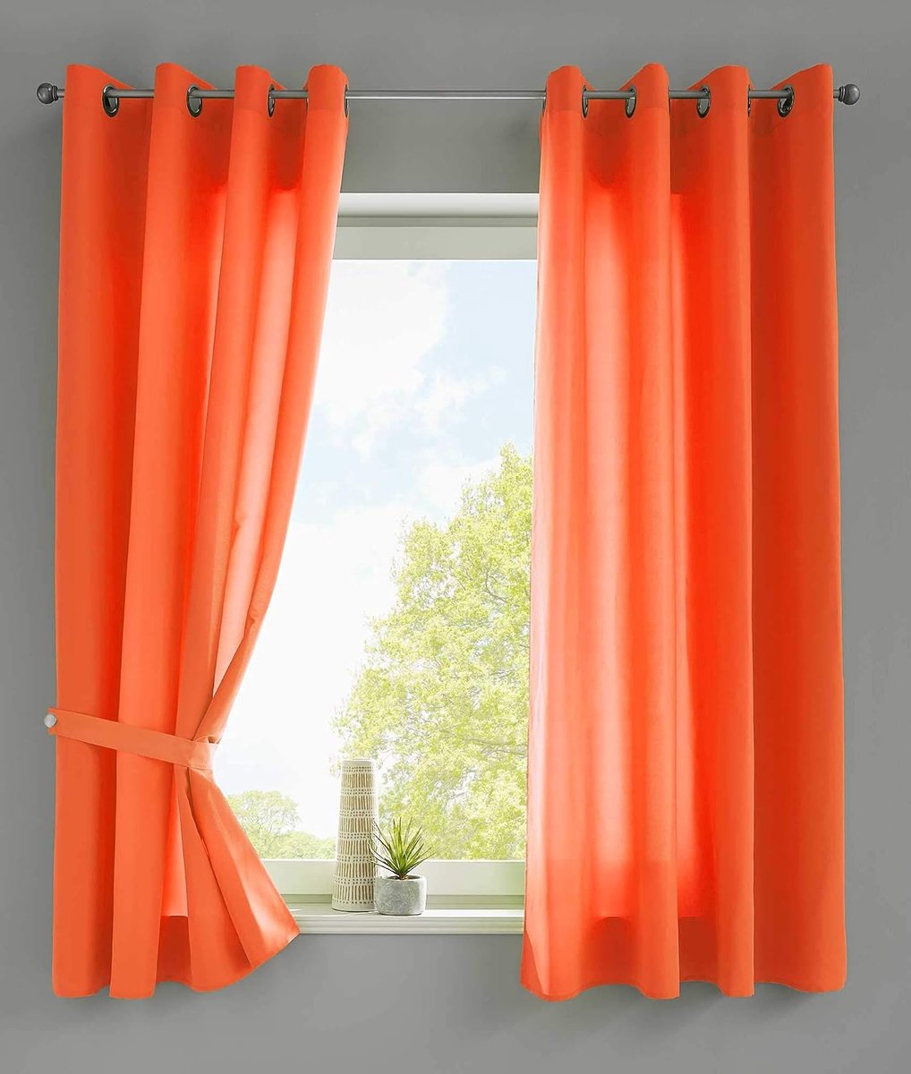 2-delige set gordijnen gordijn ogen »Berlin« HxB 175x140 cm oranje ondoorzichtig microsatijn lichtdoorlatend Uni mat, 20405N2