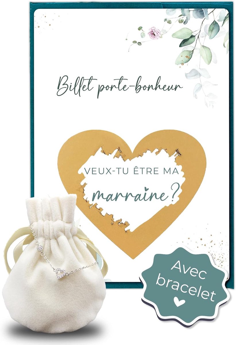 Coon Kraskaart met envelop en armband van zilver – eucalyptus – cadeau peettante