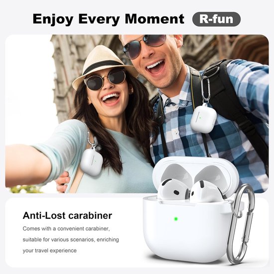R-fun voor AirPods 4 Hoes (2024) Zacht Siliconen - Wit — afbeelding 2