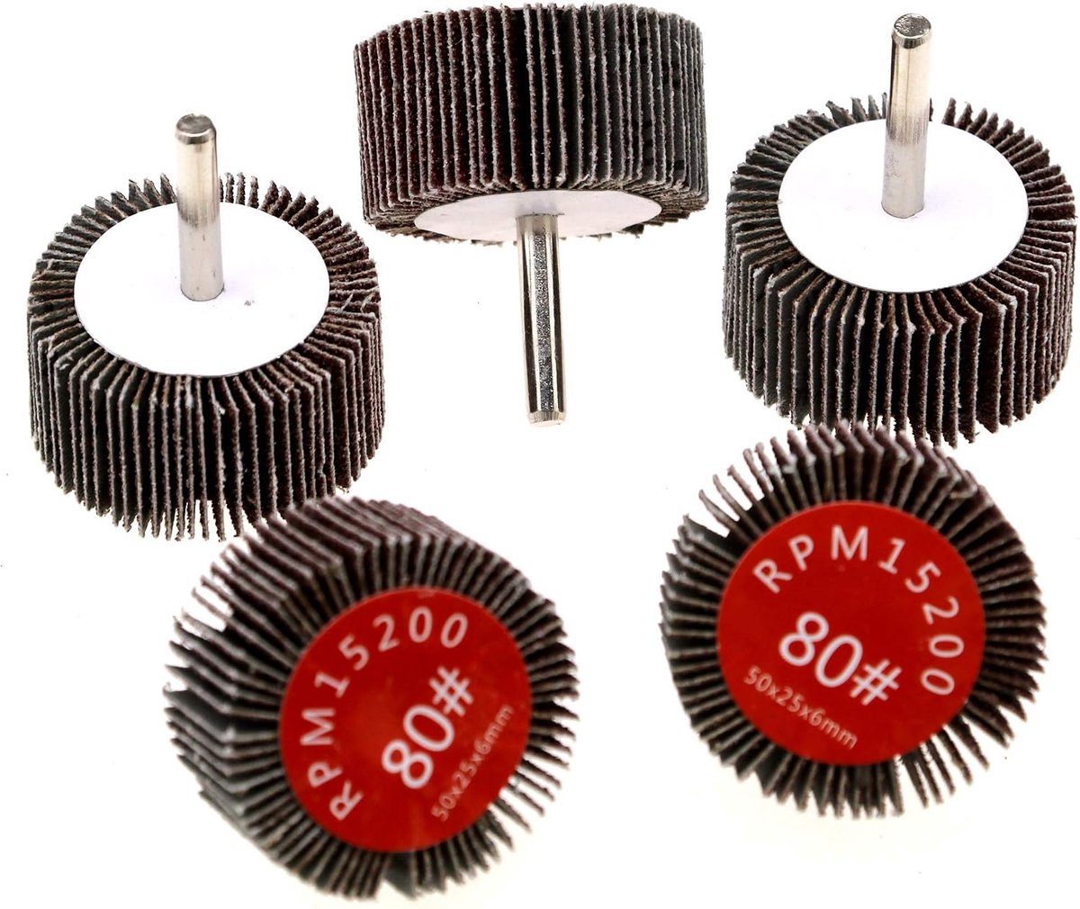 5Pcs Flap Wiel Disc Schurende Wiel Schuren Disc Grinder Bits 80 Grit 50Mm Diameter 6Mm Schacht Voor Boor