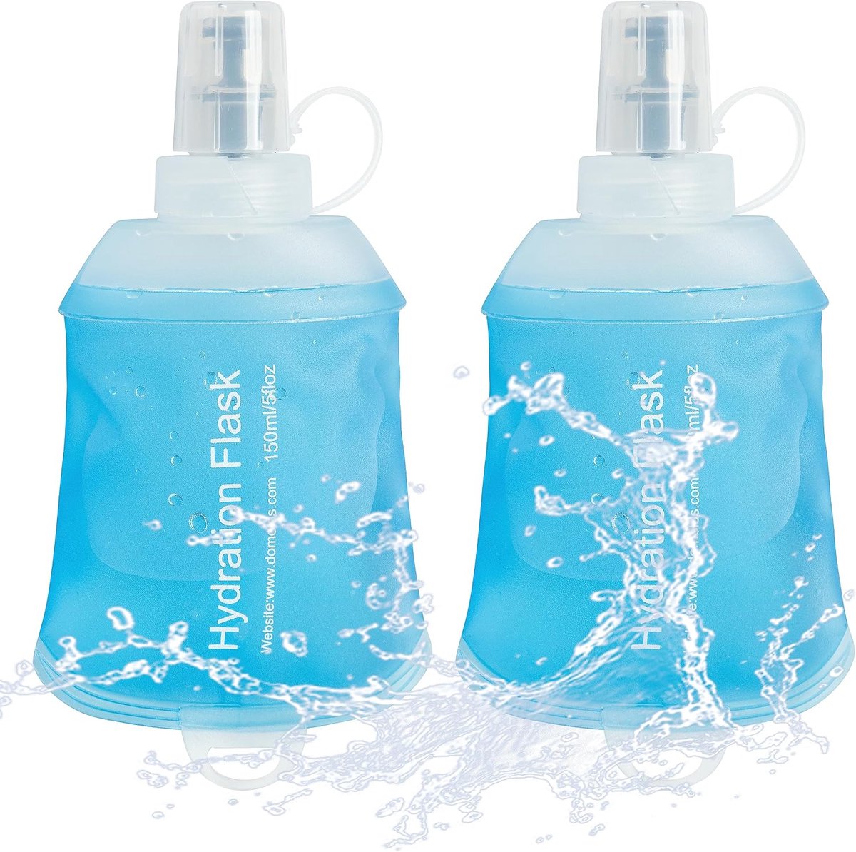 2 Stuks 150ml Zachte Fles Hardloop Waterflessen, TPU Opvouwbare Hardloop Hydratatie Fles voor Hydratatie Pack Fietsen Wandelen Klimmen Buitenactiviteiten Motorfiets