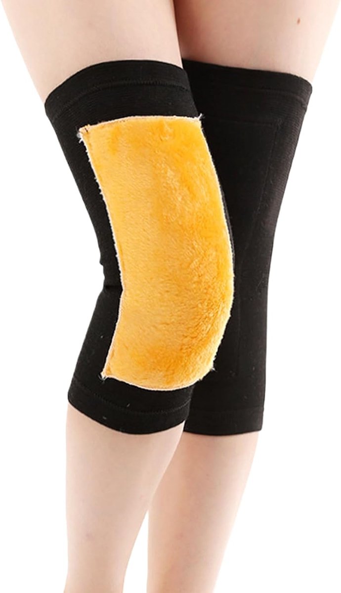 1 Paar Dikke Kniebeschermers voor Winter Ademende Elastische Kniebanden voor Vrouwen en Mannen Ideaal voor Fietsen Skiën Hardlopen - Zwart XL (46-50cm)