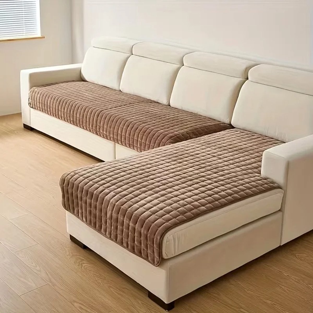 Linkforu - Luxe Bankhoes - Zachte Stof - Comfortabele Zitplek - Beschermt Tegen Vuil - Ook voor Hoekbank - Eenvoudig Te Plaatsen – 90x160cm 90x210cm - Ook in Donker en Lichtgrijs - Beige - Coffee kleur