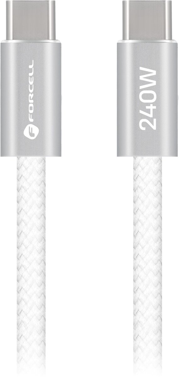 Forcell - USB-C naar USB-C kabel Color - Snellader 240W - 1.2 m - Wit