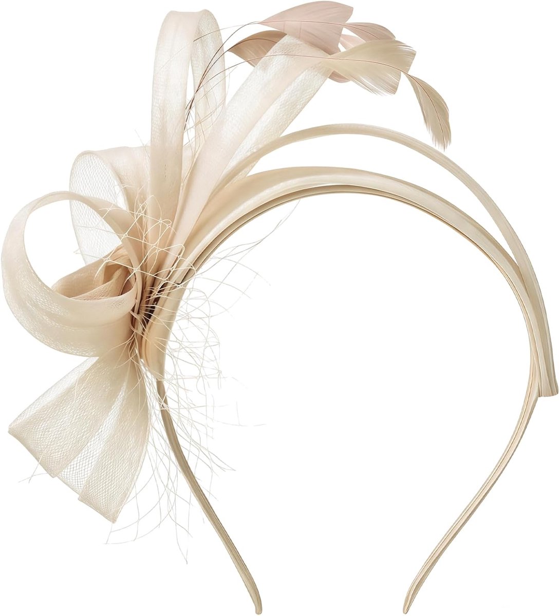 Fascinator voor hoed vrouwen bruiloften, hoofdband accessoire voor bruiloft, cocktail, theekransje (champagne)