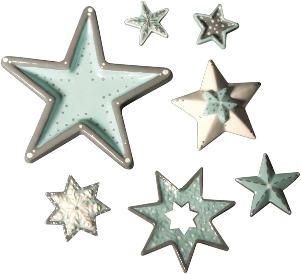 Rayher Gietvorm sterren, vorm 7 sterren, ca. 3-13 cm, materiaal LDPE, geschikt voor levensmiddelen, vorst- en hittebestendig, creatief beton, raysin-gietpoeder, was, zeep, gietsjabloon 36022000