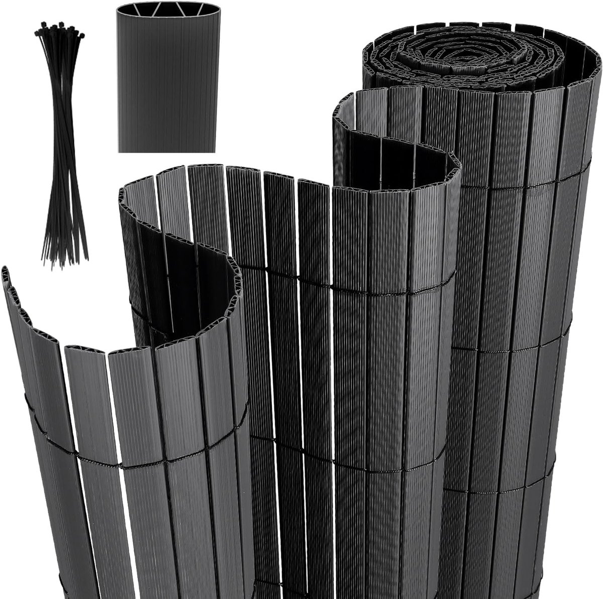 Inkijkbeschermingsmat, 80 x 500 cm, inkijkbescherming, tuinhek met kabelbinders, inkijkbescherming, voor tuin, balkon, terras, omheining, dubbele versterking binnen, antraciet