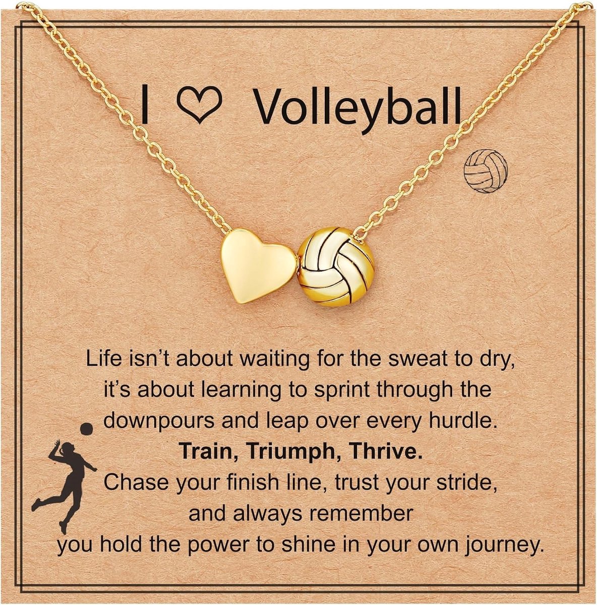 Elegante Gouden Ketting met Hartvormige Pendant voor Sportliefhebbers - Perfecte Accessoire voor Softbal, Voetbal en Volleybal Fans