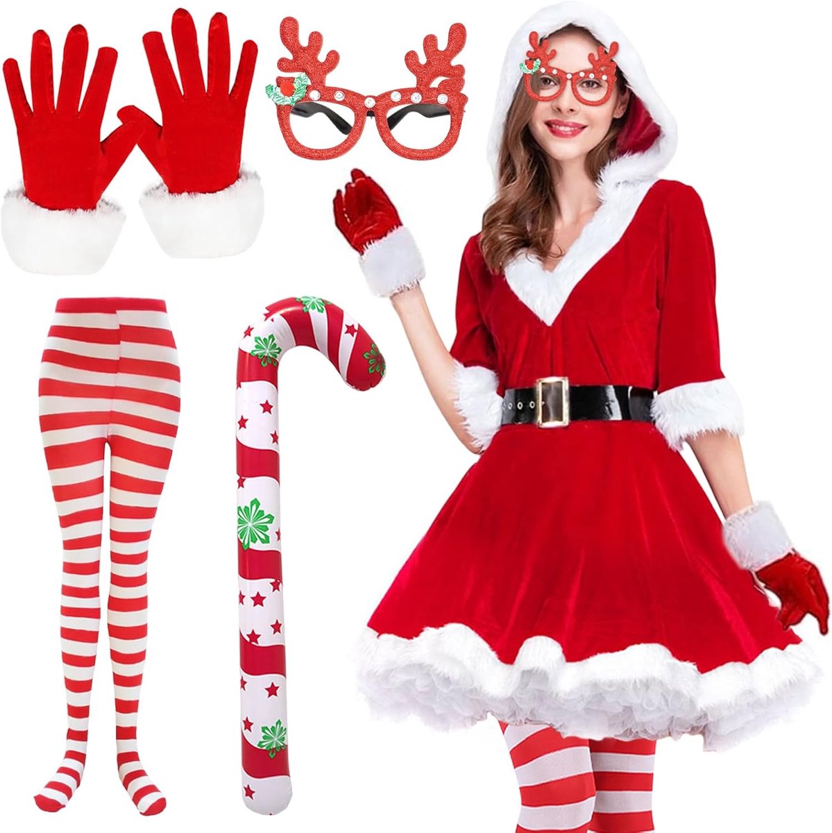 Kerstmankostuum voor dames, rood kerstkostuum voor dames, kerstmankostuum met capuchon, Kerstmis, cosplay, Kerstmis, carnaval, fluwelen cape, capuchonmantel