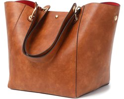 Sqlp -Grote Werk Boodschappentas Vrouwelijke Reizen Handtassen Draagtas Schoudertas Vrouwelijke Schouder Designer Lederen Tas Tas, Amber Bruin, Eén maat, Minimaal