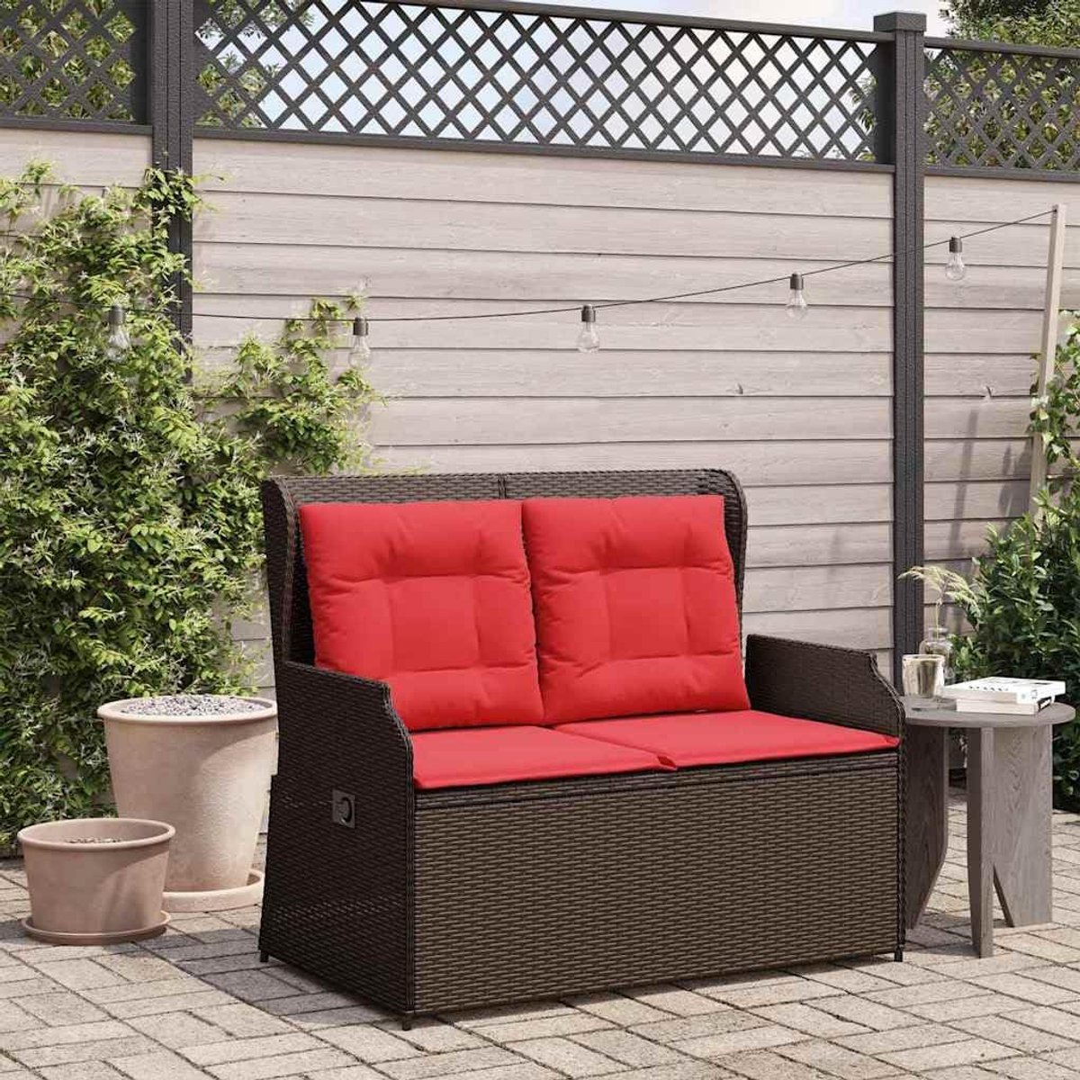 Rattan verstelbare rugleuning moderne ligbed bruin rood 23.3