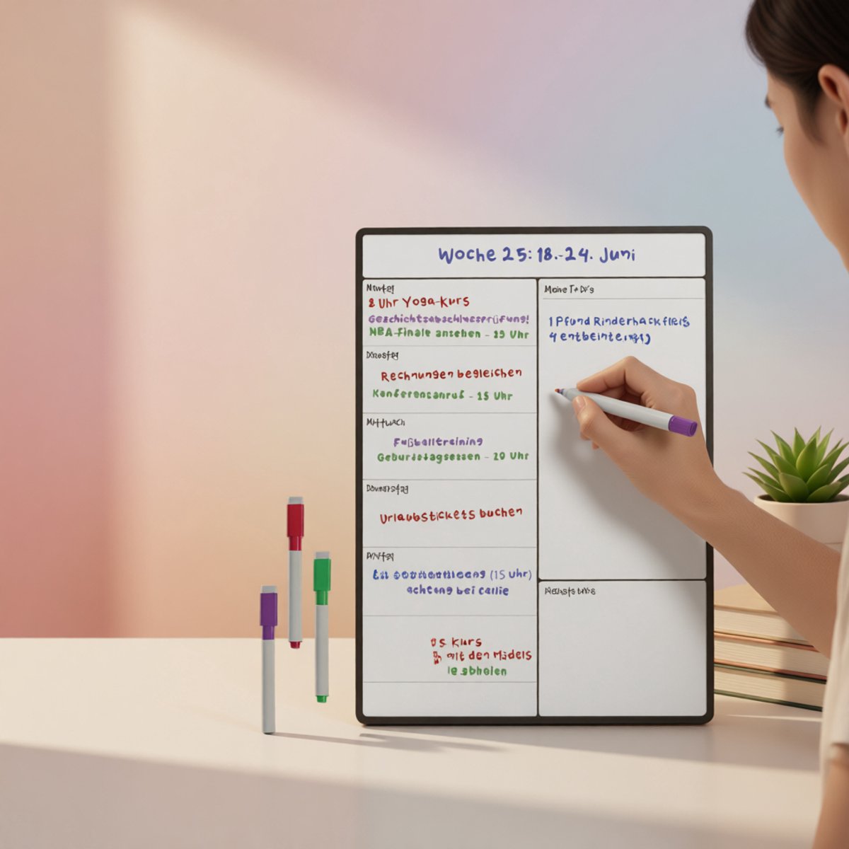 Magnetisch Whiteboard Weekplanner A3 voor Koelkast – Afwasbaar – Inclusief 4 Markers — cadeau in Kalenders & Planners - foto 3