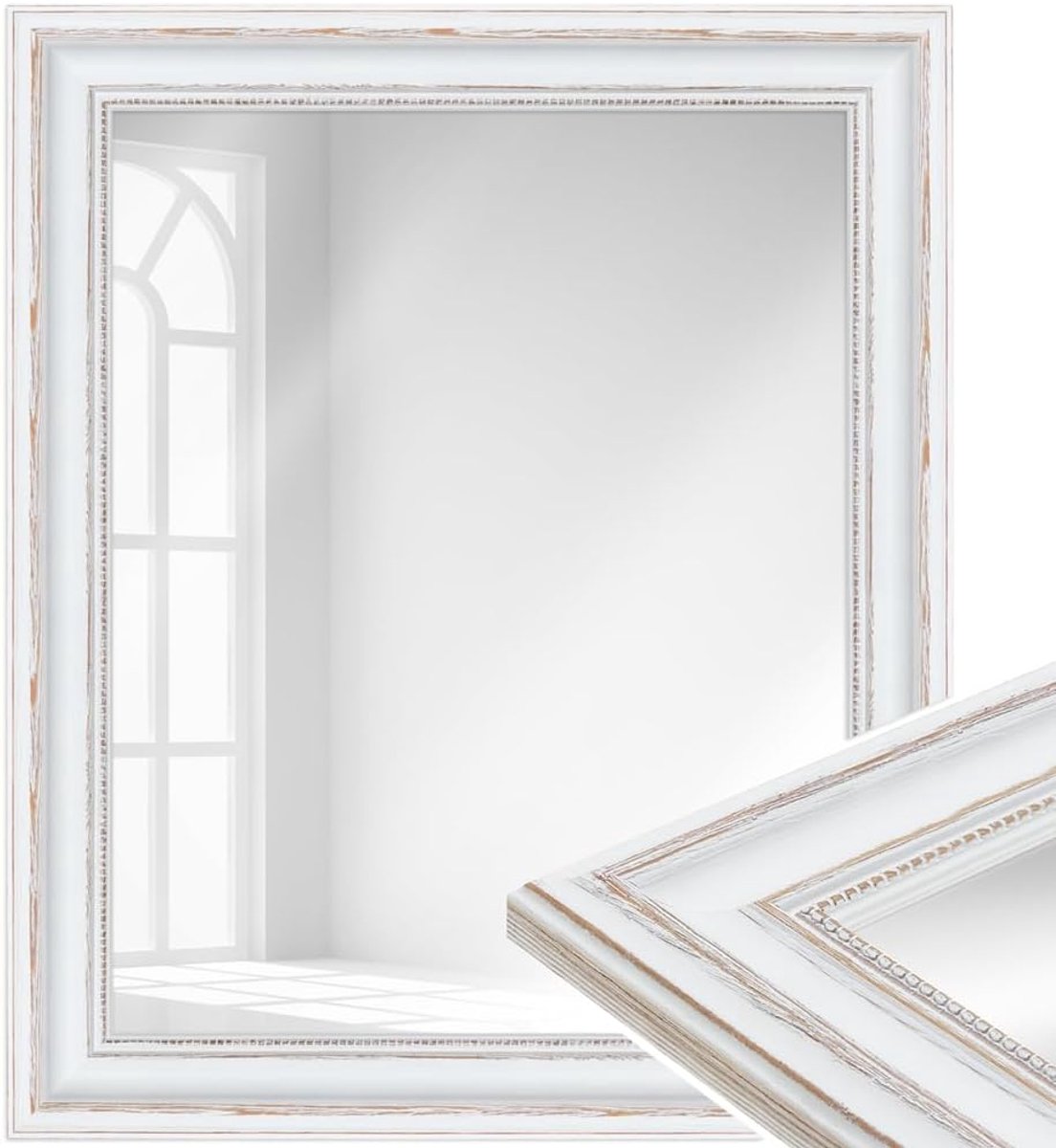 WANDStyle spiegel 50x70 cm gemaakt van hout, grote witte wandspiegel