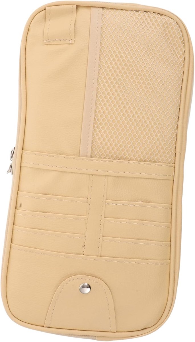 Auto Zonnevisorg Organizer Met Zonnebril Houder Grote Capaciteit Tas Voor Documenten Kaarten Multifunctionele Oplossing Voor Auto Suv-interieur Beige