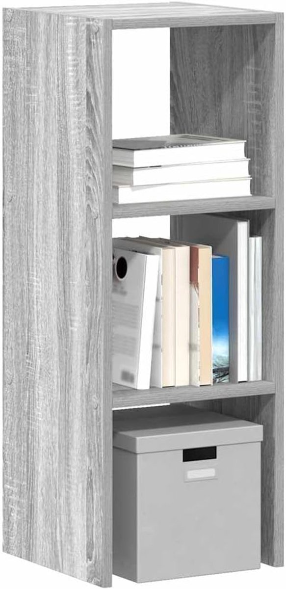 Boekenkast, stapelbaar, 30 x 30 x 80 cm, grijs sonoma, modern staand rek voor woonkamer, kantoor, ruimteverdeler, houten rek voor boeken en decoratie