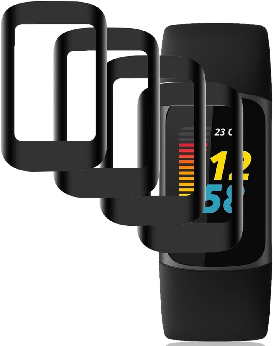 4 displaybeschermfolies voor Fitbit Charge 5/6, premium displaybescherming, volledige afdekking, krasbestendige beschermfolie