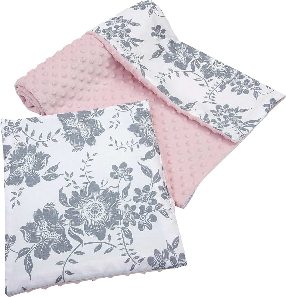 Kinderdeken met kussen 100% Katoen Minky Grote Bilaterale Set 75x100 + 35x30cm Multifunctioneel Wieg en Kinderwagen Medi Partners