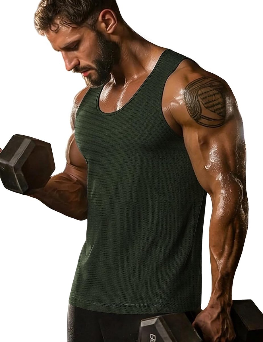 Cmdr Tanktop voor heren, mouwloos spiershirt voor gym en fitness