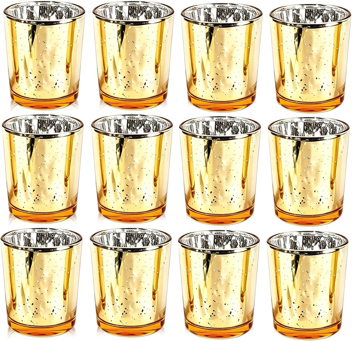 Theelichthouders goud, gevlekt theelichthouders, glas, gouden theelichthouders, glas, herbruikbare theelichtglazen voor tafelopzetstuk bij bruiloften, feesten, herfst