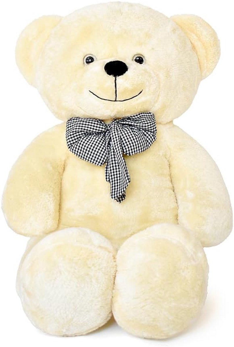 80 cm, zachte pluche beer met strik, knuffeldier, groot, voor kinderen en vriendin, verjaardag, Valentijnsdag (crème)