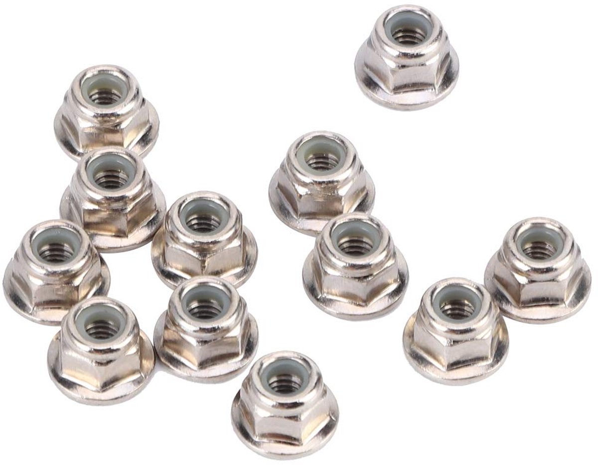 12 stuks RC bandenvergrendelingsmoer antislip moer RC wielvergrendelingsmoer RC wielvergrendelingsmoer, 4 mm metalen vergrendelingsmoer