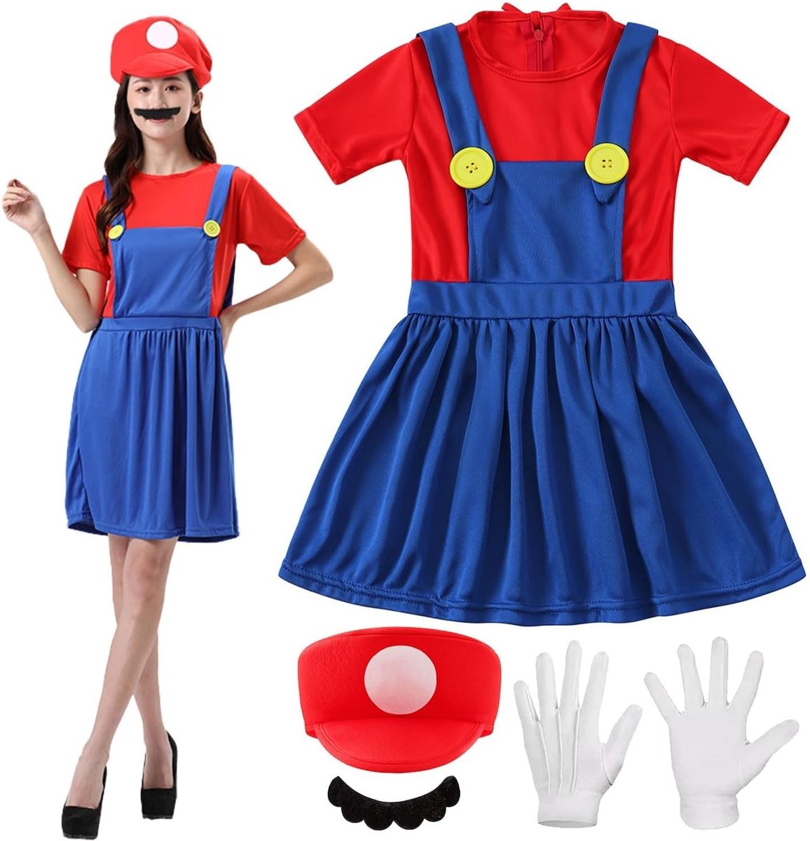 Mario of Luigi Kostuum Set voor Mannen en Vrouwen - Cosplay Outfit voor Kerst en Carnaval met Accessoires en Verkleedplezier