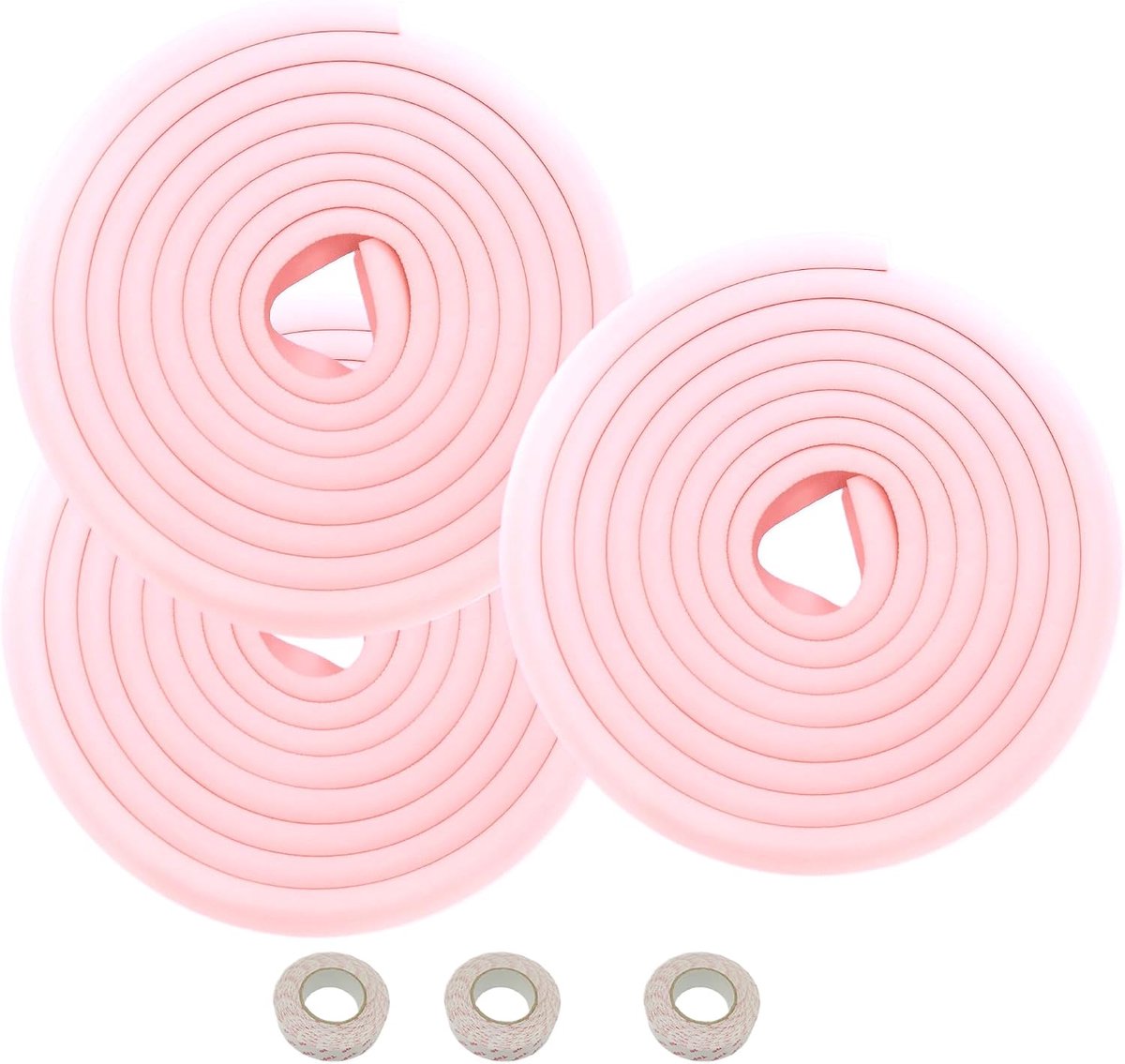 Randbescherming, L-vormig schuimkussen, extra verdikt, spons-tafelrandkussen, hoekkussen, randbescherming, anti-botsing voor baby's, kinderen, bumper, roze, 3 x 5 m