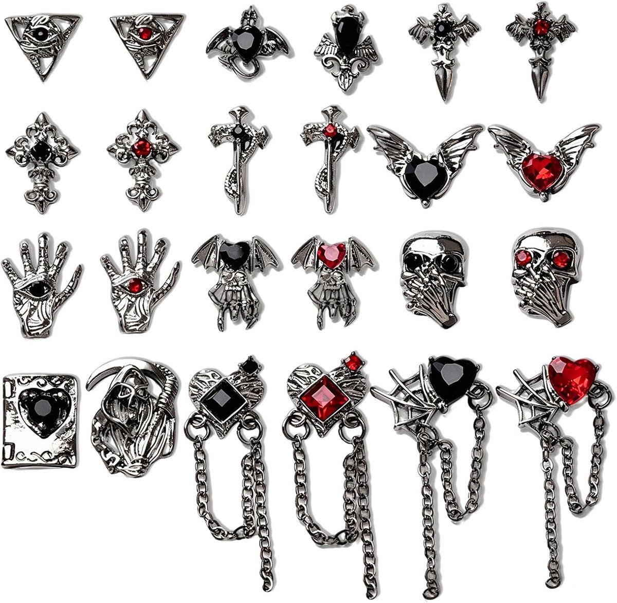 24 stuks Halloween Gothic nagelbedels retro metaal DIY