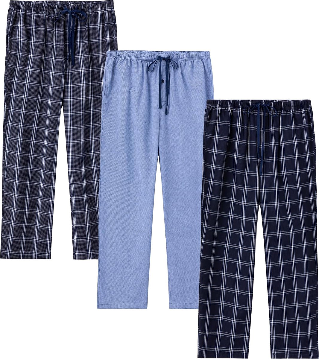 Herenpyjamabroek van Katoenflanel met Zijzakken en Trekkoord, Lang en Losvallend Model Voor Loungewear