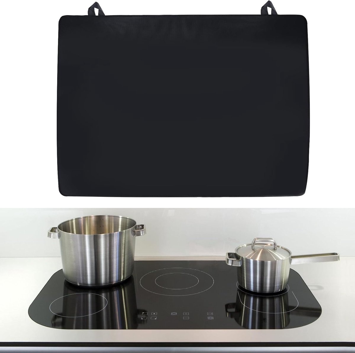 51 x 63 cm kookplaatbescherming spatbescherming keuken, keramische kookplaat afdekking inductie bescherming oprolbare mat zwart