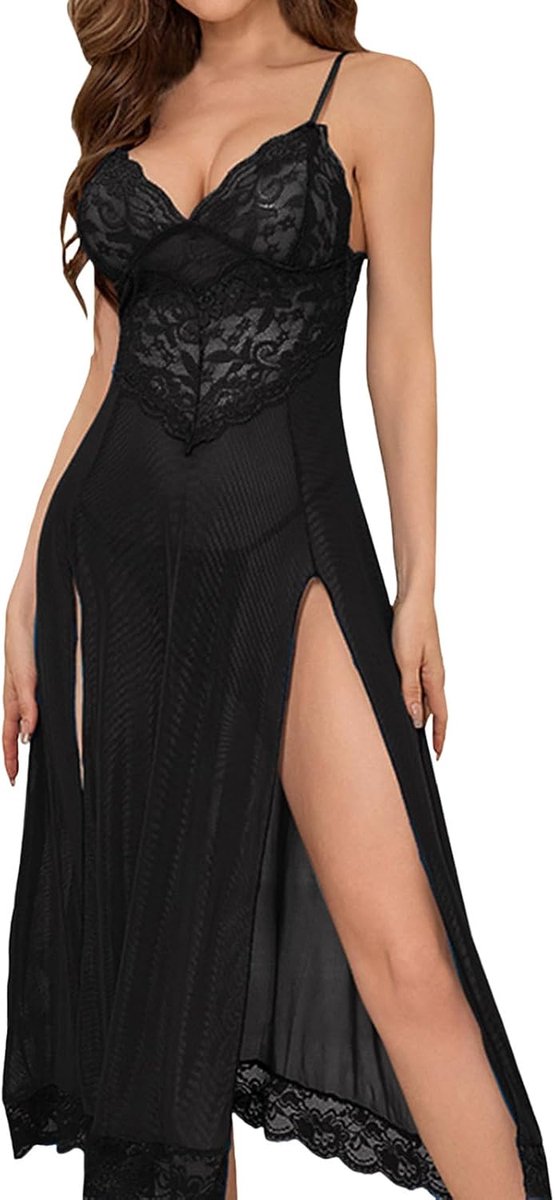Set met hoge open vorken van jacquard voor dames, effen, donker patroon, sexy, hol